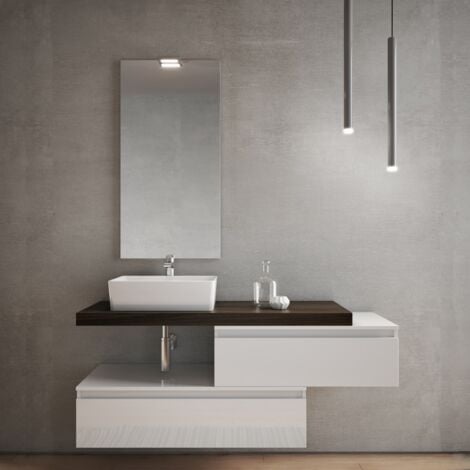 MOBILE BAGNO SOSPESO GRIGIO CHIARO 120CM, LAVABO ASIMMETRICO