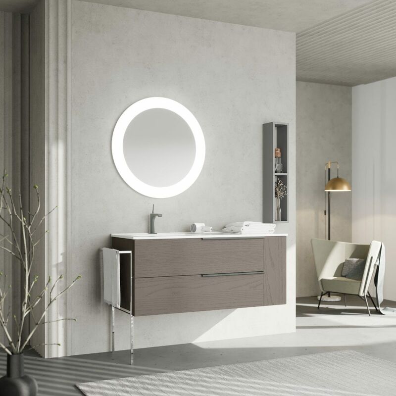 

Mobile Bagno Sospeso 120Cm Grigio Frassino Cassetti+Vano A Giorno