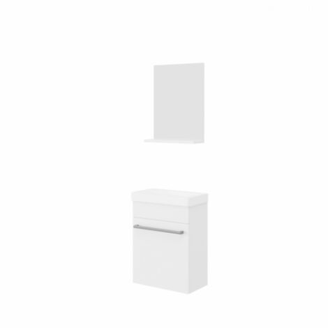 Mobile bagno sospeso 40 cm bianco lucido con lavabo e specchio - Penne