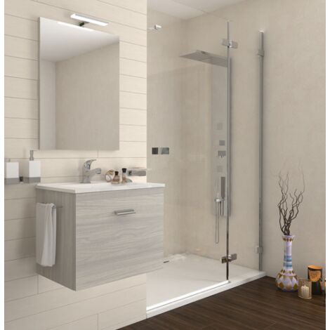 Mobile Bagno Sospeso 60 Cm Holly In Legno Rovere Grigio Con Un