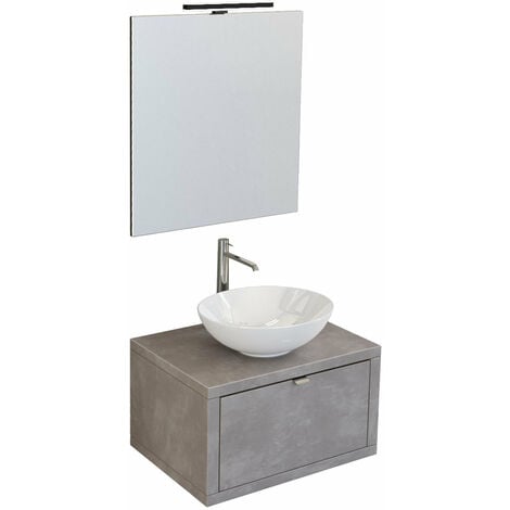 Mobile bagno sospeso 60 cm grigio cemento Master lavabo 40 e specchio