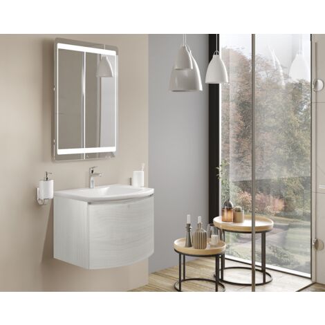 Mobile bagno sospeso 100 cm Venere in legno Bianco Lucido con Lavabo in  ceramica e specchio - Caesaroo