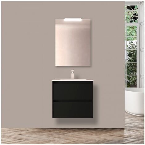 Lavabo Sospeso Con Mobiletto.Mobile Bagno Sospeso 70 Cm In Legno Grigio Opaco Con Lavabo In Porcellana Standard Sa27340