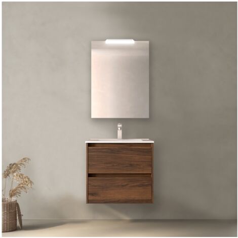 Lavabo Bagno Con Mobile 70 Cm.Mobile Bagno Sospeso 70 Cm In Legno Rovere Con Lavabo In Porcellana 70 Cm Standard Sa85280