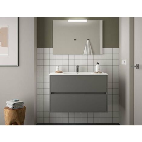 Italia mobile bagno sospeso 80 cm in legno rovere ostippo con lavabo -  Abitare