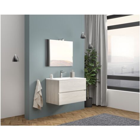 SPXMQSS Mobiletto Bagno Sospeso, Specchio Contenitore Bagno Con