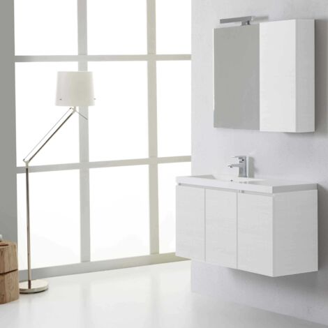Mobile Bagno Sospeso 90 Cm Con Pensile E Specchio  Manhattan
