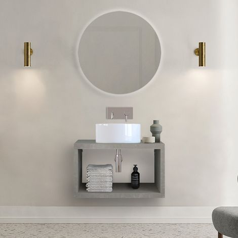 Mobile bagno sospeso aperto 60 cm grigio cemento Master