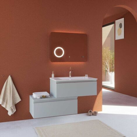 Mobile Bagno Sospeso Base Decentrata Con Due Cassetti Grigio Chiaro  Seattle