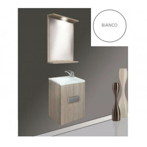 Mobile bagno sospeso Charlie con specchio bianco