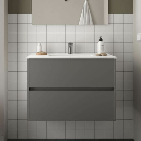 Mobile bagno sospeso Mango120 nero opaco con doppio lavabo 4 cassetti  120x45x54h