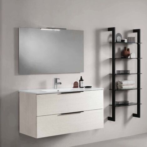 Mobile bagno sospeso con doppio cassetto BALI 100 cm Bianco Nordico