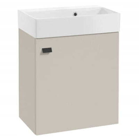 Mobile bagno sospeso con lavabo 60x50cm Cashmere, maniglia Elara nera