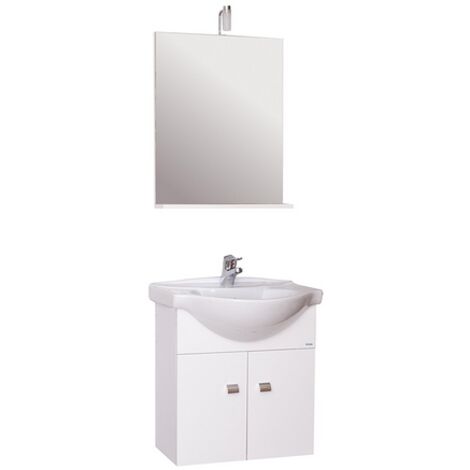 mobile bagno sospeso con lavabo cm 58x47x64 h bianco con specchio