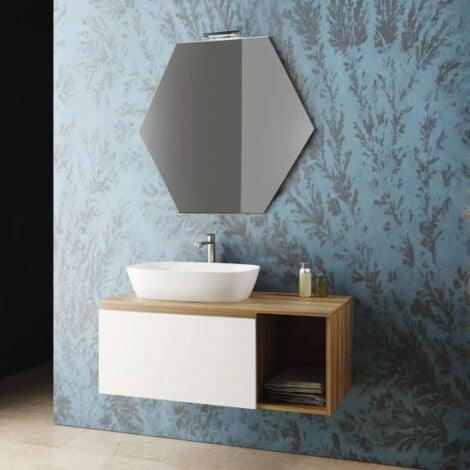 Mobile per bagno con lavabo specchio e pensile Mod. Smart 85