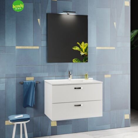 Mobile bagno sospeso con specchiera e lavabo integrato modello alice 80cm composizione completa Savini