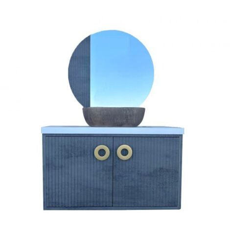Mobile bagno sospeso con specchiera senza lavabo modello margot 90cm base sospesa -top -specchio -stone grey -lavabo escluso Mobo