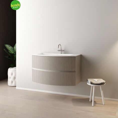 Mobile bagno sospeso  curvo senza specchio modello santi 90cm base sospesa -lavabo - cashmere -specchio escluso MOBO
