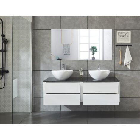 Mobile bagno sospeso doppio lavabo appoggio specchio 150cm Drontes Sicorage