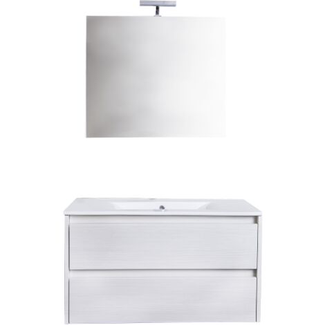 Mobile bagno sospeso federica completo 90x42x50h bianco portuna - Salone