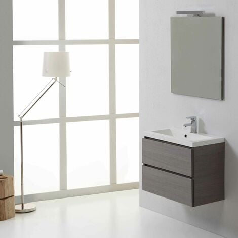 Mobile sotto lavabo bagno 70 cm larice con 2 ante e piedini cromati