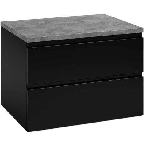 Mobile bagno sospeso nero 80x50cm con piano per lavabo Modus