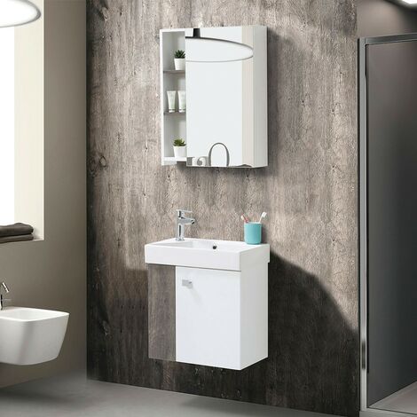 Mobile bagno sospeso 55cm con specchio olmo e lava FACILE