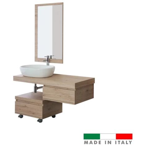 mobile bagno sospeso "shelf" rovere con cassetti, 120x50x8 cm