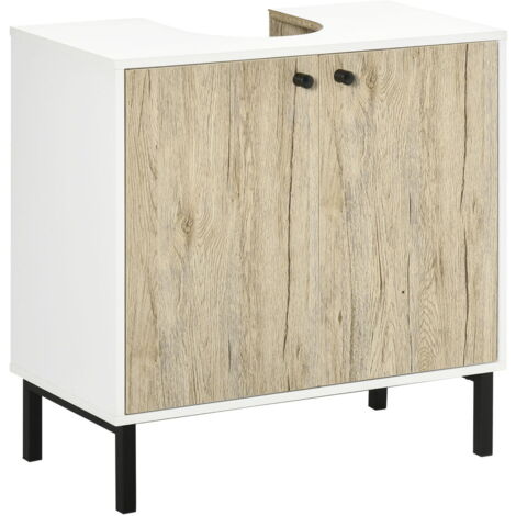 MOBILE BAGNO SOTTO LAVABO A 2 ANTE 60X30X60 CM BIANCO E ROVERE