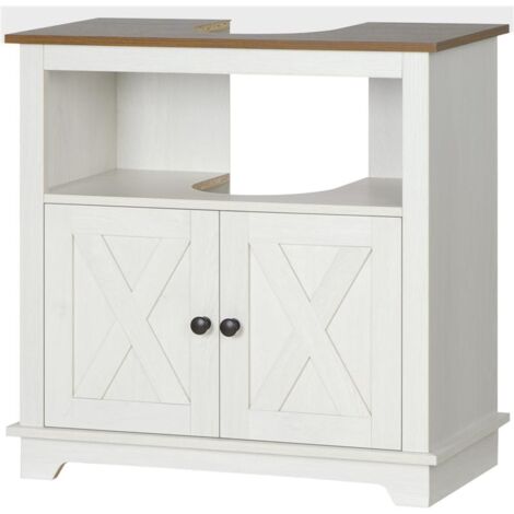 Mobiletto Bagno 3 Ripiani | MDF E Truciolato | Grigio E Legno | 60x30x80.5 Cm