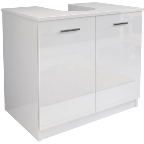 Mobile bagno sotto lavello copricolonna con 2 ante in legno Bianco Lucido
