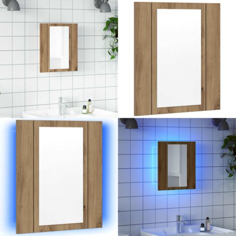 Mobile Bagno Specchio LED Rovere 40x12x45 cm Multistrato - Specchio LED - Armadietto a parete