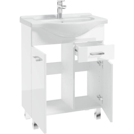 Mobile bagno su gambe con lavabo, bianco 55 Mea