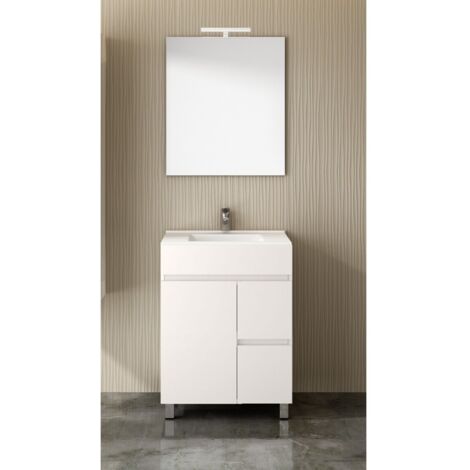 Mobile bagno TEMIS con lavabo, specchio e portasciugamani 60CM Bianco