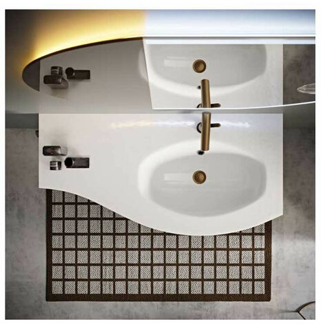 Mobile Bagno Vague105 cm SospesoRovere Tabacco Base 2 cassetti e 1 anta - Lavabo in Resina