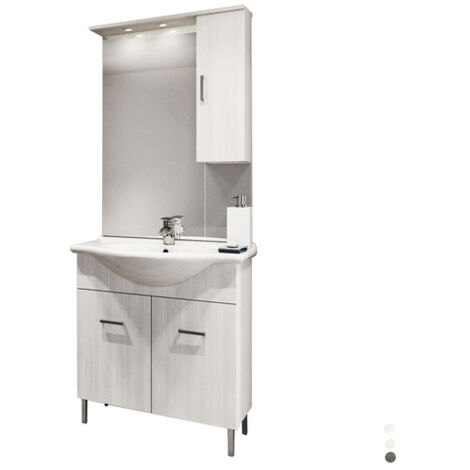 MOBILE BAGNO VENICE CM 75 CON LAVABO E SPECCHIO Misura: Bianco Lucido