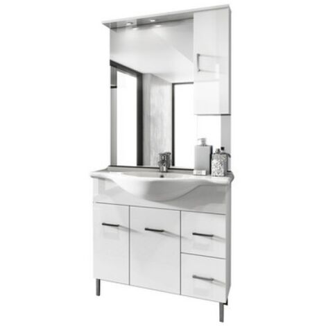 MOBILE BAGNO VENICE CM 85 CON LAVABO E SPECCHIO Larice Grigio