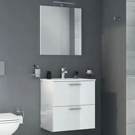 Mobile bagno Vitra 60 cm bianco salvaspazio con specchio e lampada Led