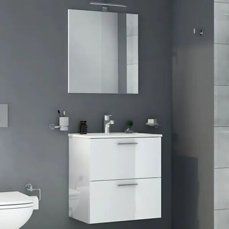 Mobile bagno Vitra 60 cm bianco salvaspazio con specchio e lampada Led