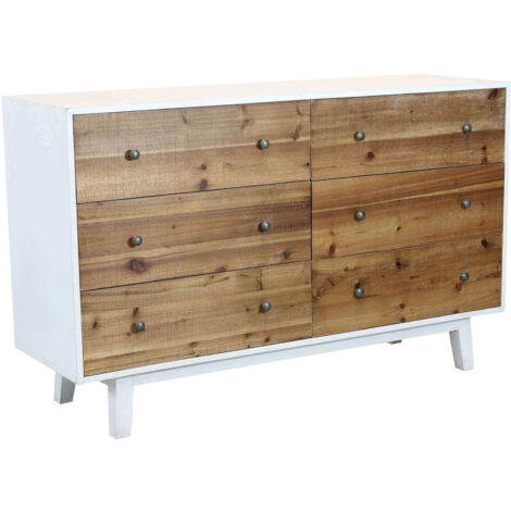 MOBILE BALDRIC IN LEGNO BIANCO CON 6 CASSETTI MARRONI 146 X 45 X H90 CM