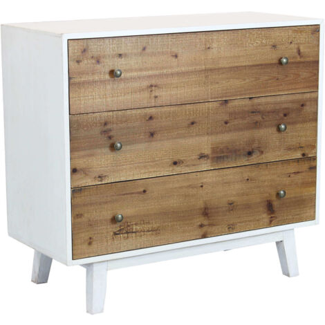 MOBILE BARNEY BIANCO CON DECORO COLOR NATURALE 100 X 45 X H90 CM