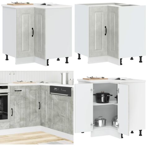 Mobile Base ad Angolo Cucina Kalmar Grigio Cemento Truciolato - Base cucina - Armadio angolare