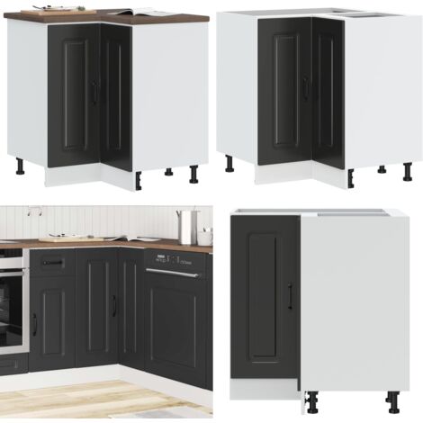 Mobile Base ad Angolo Cucina Kalmar Nero in Legno Multistrato - Mobile base cucina - Armadio angolare