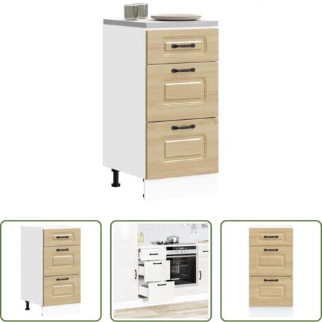 Mobile base da cucina -  Mobiletto da cucina "Kalmar" Bianco lucido in legno ingegnerizzato