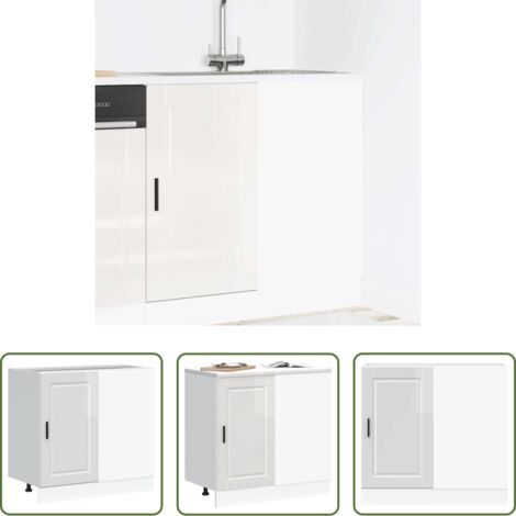 Mobile base da cucina -  Mobiletto da cucina "Porto" Bianco lucido in legno ingegnerizzato
