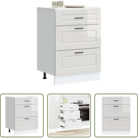 Mobile base da cucina -  Mobiletto da cucina "Porto" Bianco lucido in legno ingegnerizzato