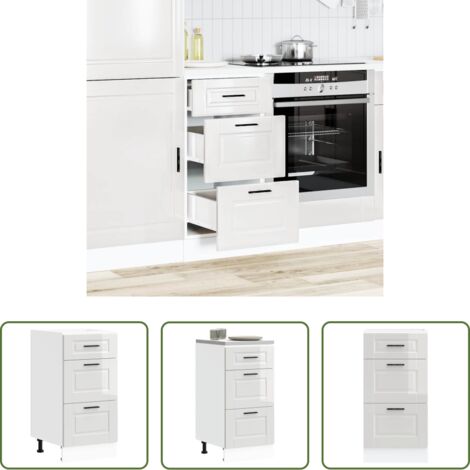 Mobile base da cucina -  Mobiletto da cucina "Porto" Bianco lucido in legno ingegnerizzato