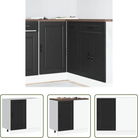 Mobile base da cucina -  Mobiletto da cucina "Porto" nero in legno ingegnerizzato