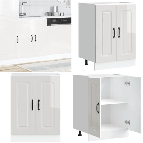 Mobile base lavello Kalmar Bianco Lucido 60x46x81,5 cm - Armadio cucina - Armadio da cucina