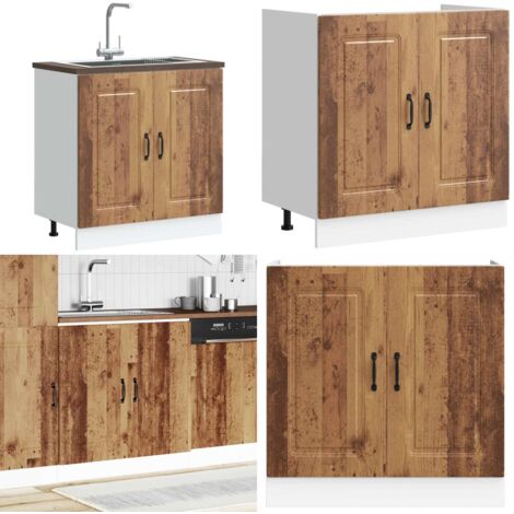 Mobile base lavello Kalmar Legno Vecchio 80x46x81,5 cm - Armadio cucina - Armadio da cucina